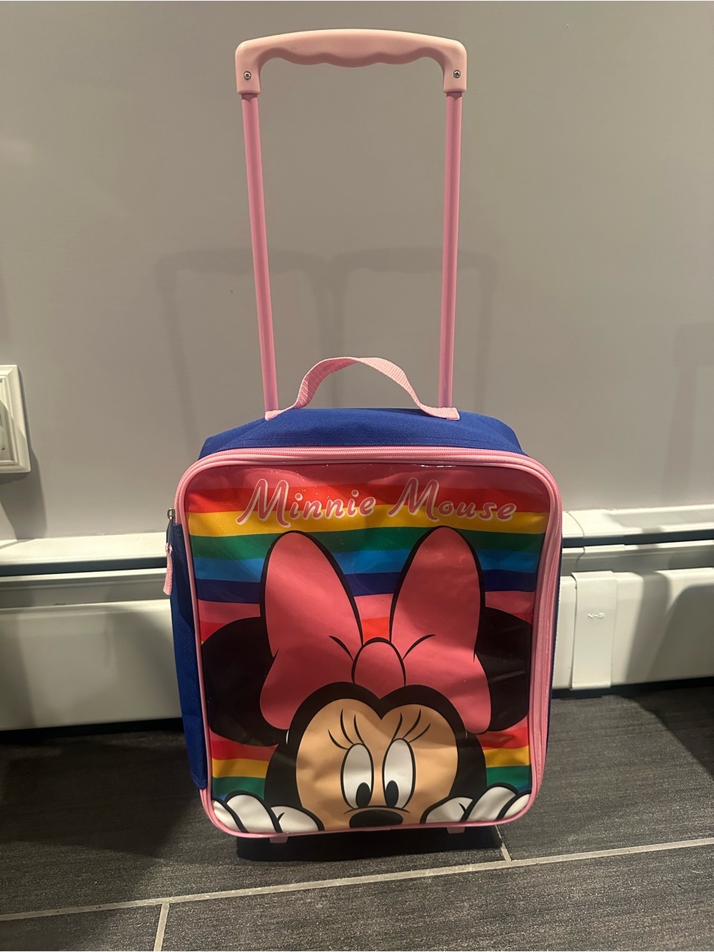 Disney Minnie Mouse Kids Rolling Luggage - Pink, Blue, Rainbow
